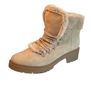 A New Day Womens Boots Brown Fur Trim Lace Up‎ Boot Size 10 New